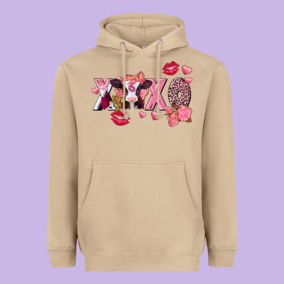 Xoxo Baby Cow Valentine's Day Heavyweight Hoodie Designed By Fadigitalartstudio