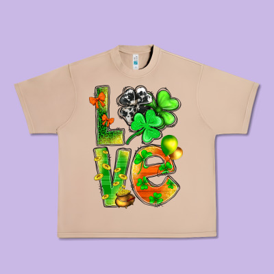 St.patrick Love With Clover Urban Heavy Tee Designed By Bundleandbundleshop
