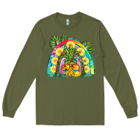 Army Green pineapple rainbow Long Sleeve Tee - BarkalooDesign