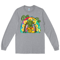 Heather Grey pineapple rainbow Long Sleeve Tee - BarkalooDesign