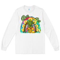 White pineapple rainbow Long Sleeve Tee - BarkalooDesign