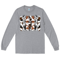 Heather Grey cowhide brushstrokes Long Sleeve Tee - RanaPortraitStore