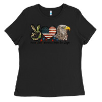 Black Peace Love American White Sea Eagle Ladies Tee - LillyAllenDesigns