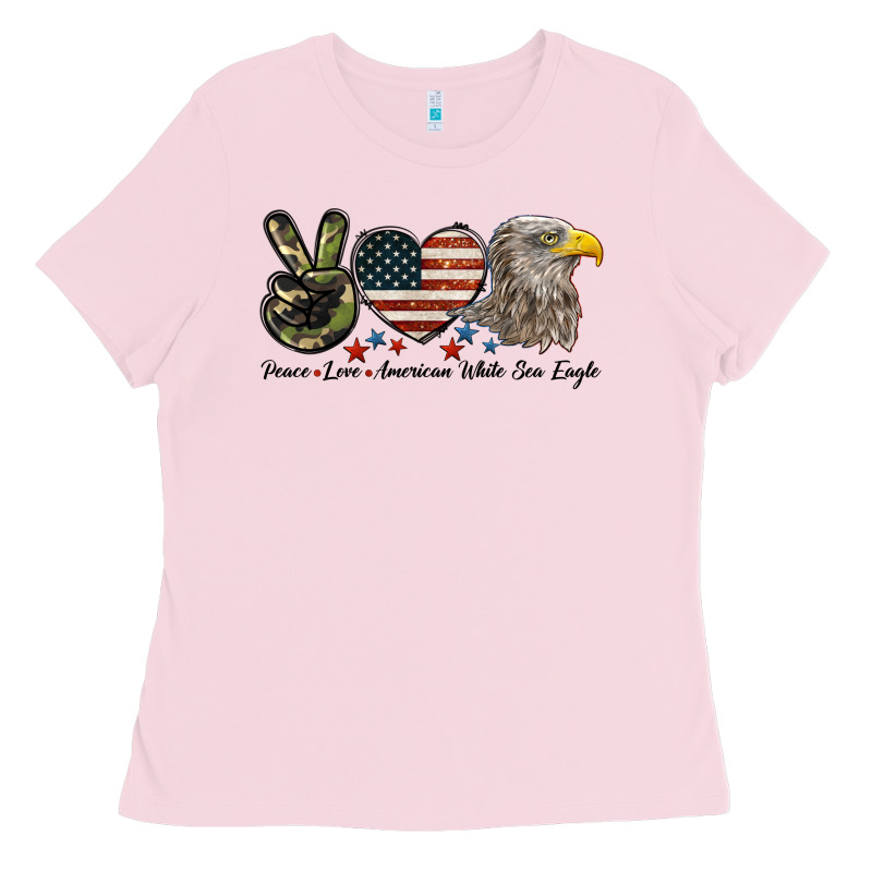 Peace Love American White Sea Eagle Ladies Tee by LillyAllenDesigns | Teevron