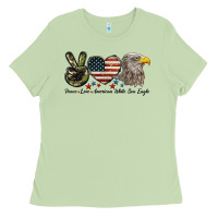Matcha Peace Love American White Sea Eagle Ladies Tee - LillyAllenDesigns