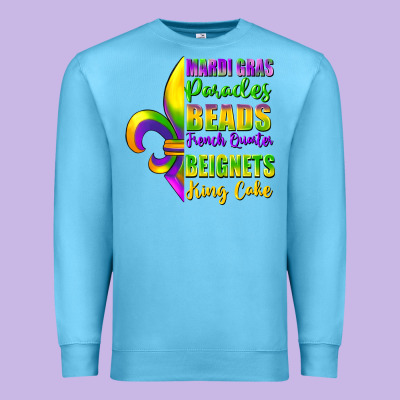 Mardi Gras Parades Beads Premium Sweatshirt Designed By Fadigitalartstudio