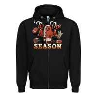 Black tis the season football halloween Zipper Hoodie - CowGirlArtShop