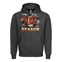 Charcoal Heather tis the season football halloween Zipper Hoodie - CowGirlArtShop