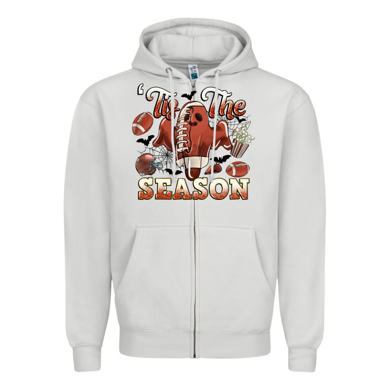 Tis The Season Football Halloween Zipper Hoodie by CowGirlArtShop | Teevron