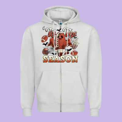 Tis The Season Football Halloween Zipper Hoodie Designed By Cowgirlartshop