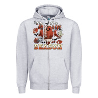 Heather Grey tis the season football halloween Zipper Hoodie - CowGirlArtShop