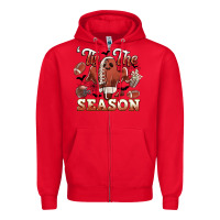 Red tis the season football halloween Zipper Hoodie - CowGirlArtShop