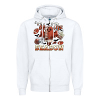 White tis the season football halloween Zipper Hoodie - CowGirlArtShop