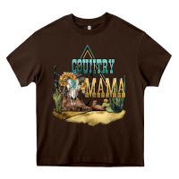 Chocolate Brown country mama Heavy Core Tee - NancyCooperArtShop