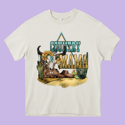 Country Mama Heavy Core Tee Designed By Nancycooperartshop