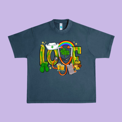 St. Patrick's Love Nurse Urban Heavy Tee Designed By Bundleandbundleshop