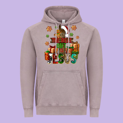 The Real Gift Is Jesus Vintage Hoodie Designed By Nancycooperartshop