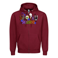 Burgundy spooky season Zipper Hoodie - CowGirlArtShop