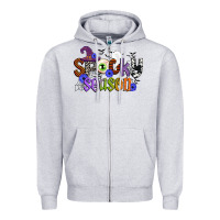 Heather Grey spooky season Zipper Hoodie - CowGirlArtShop