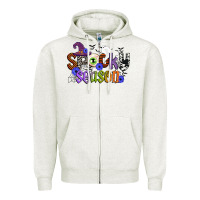 Oatmeal Heather spooky season Zipper Hoodie - CowGirlArtShop