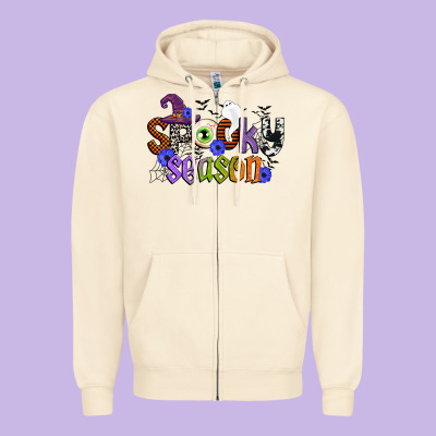 Spooky Season Zipper Hoodie Designed By Cowgirlartshop