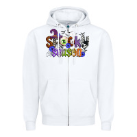 White spooky season Zipper Hoodie - CowGirlArtShop