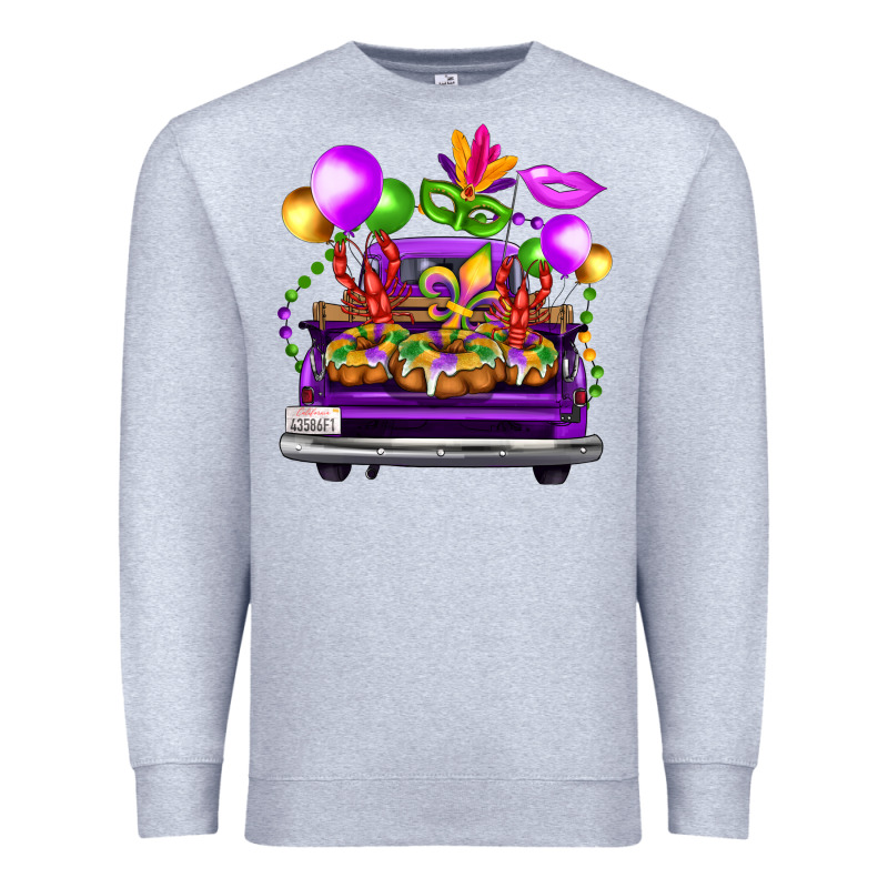 Mardi Gras Farm Truck Back View Premium Sweatshirt by FaDigitalArtStudio | Teevron