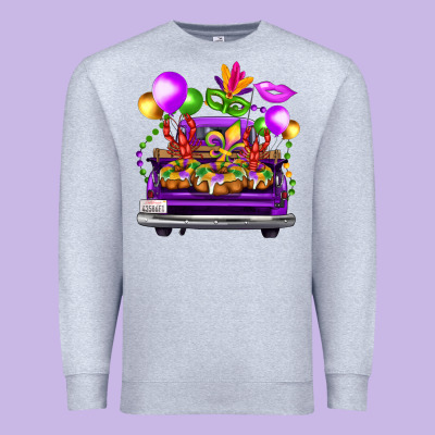 Mardi Gras Farm Truck Back View Premium Sweatshirt Designed By Fadigitalartstudio