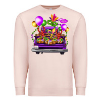 Pale Pink mardi gras farm truck back view Premium Sweatshirt - FaDigitalArtStudio