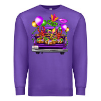Purple mardi gras farm truck back view Premium Sweatshirt - FaDigitalArtStudio