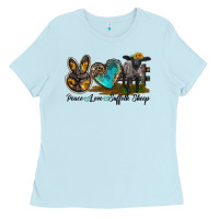 Baby Blue Peace Love Suffolk Sheep Ladies Tee - LillyAllenDesigns