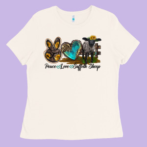 Peace Love Suffolk Sheep Ladies Tee Designed By Lillyallendesigns