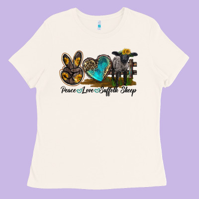 Peace Love Suffolk Sheep Ladies Tee Designed By Lillyallendesigns