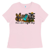 Bubblegum Pink Peace Love Suffolk Sheep Ladies Tee - LillyAllenDesigns