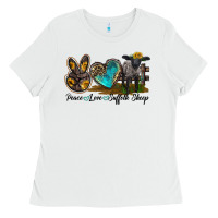 White Peace Love Suffolk Sheep Ladies Tee - LillyAllenDesigns