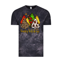 Cloud Black happy holidays with christmas tree Vintage Tee - MaliasSmallBusiness
