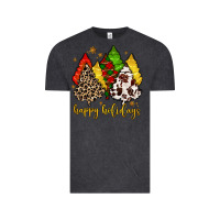 Vintage Black happy holidays with christmas tree Vintage Tee - MaliasSmallBusiness