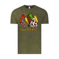 Vintage Olive happy holidays with christmas tree Vintage Tee - MaliasSmallBusiness