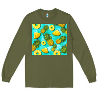 Army Green blue pineapple Long Sleeve Tee - BarkalooDesign