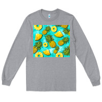 Heather Grey blue pineapple Long Sleeve Tee - BarkalooDesign