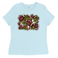 Baby Blue football background Ladies Tee - BarkalooDesign