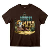 Chocolate Brown country mini Heavy Core Tee - NancyCooperArtShop