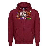 Burgundy spooky vibes sports ghosts Zipper Hoodie - CowGirlArtShop