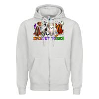 Dove Grey spooky vibes sports ghosts Zipper Hoodie - CowGirlArtShop