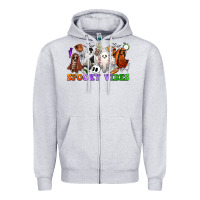 Heather Grey spooky vibes sports ghosts Zipper Hoodie - CowGirlArtShop