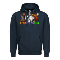 Navy spooky vibes sports ghosts Zipper Hoodie - CowGirlArtShop