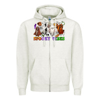 Oatmeal Heather spooky vibes sports ghosts Zipper Hoodie - CowGirlArtShop
