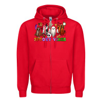 Red spooky vibes sports ghosts Zipper Hoodie - CowGirlArtShop