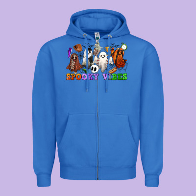 Spooky Vibes Sports Ghosts Zipper Hoodie Designed By Cowgirlartshop