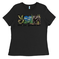 Black Peace Love Spectacled Bear Ladies Tee - LillyAllenDesigns